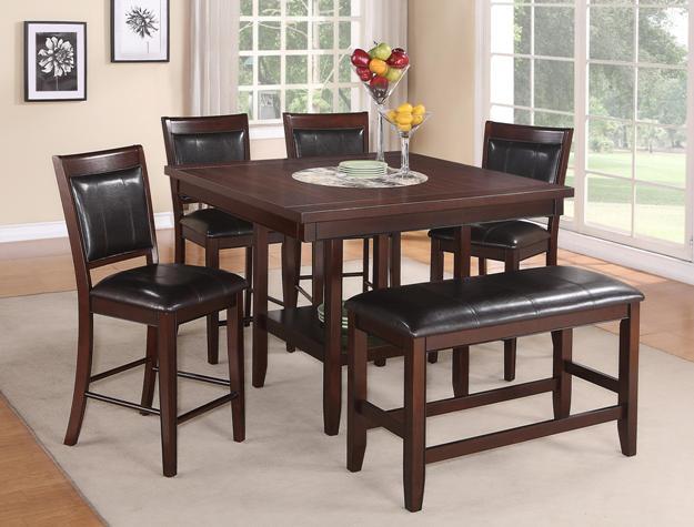 Fulton Dark Brown Counter Height Set - Lara Furniture