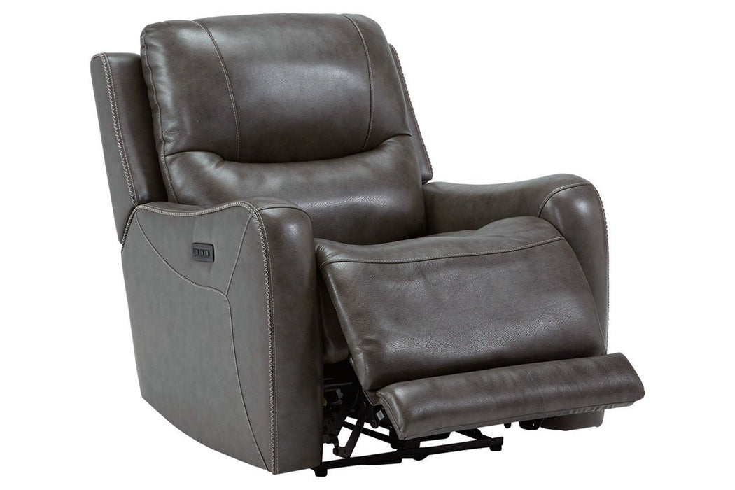 Galahad Smoke Power Recliner - 6610306 - Lara Furniture