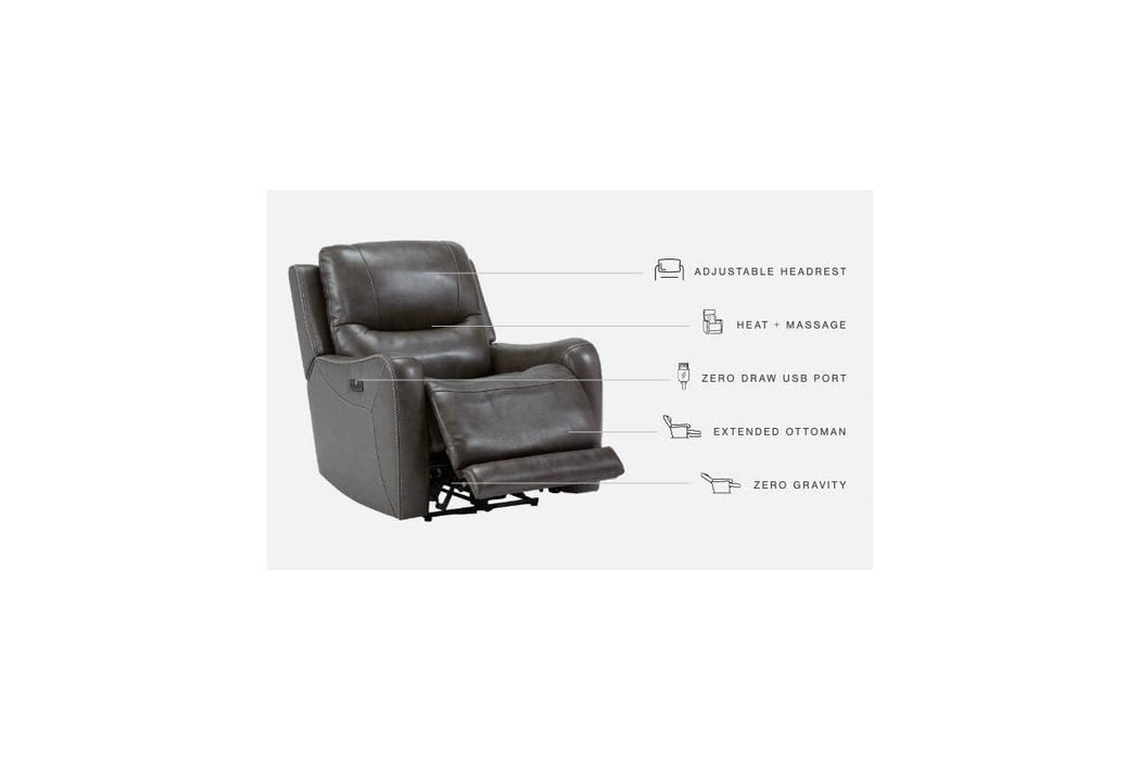 Galahad Smoke Power Recliner - 6610306 - Lara Furniture