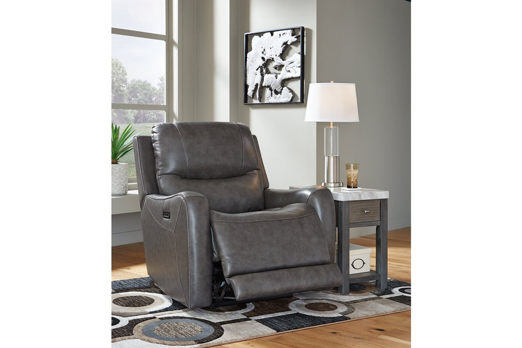 Galahad Smoke Power Recliner - 6610306 - Lara Furniture