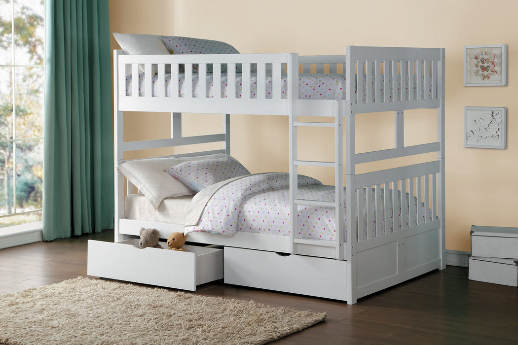 Galen White Full/Full Bunk Bed | B2053 - Lara Furniture