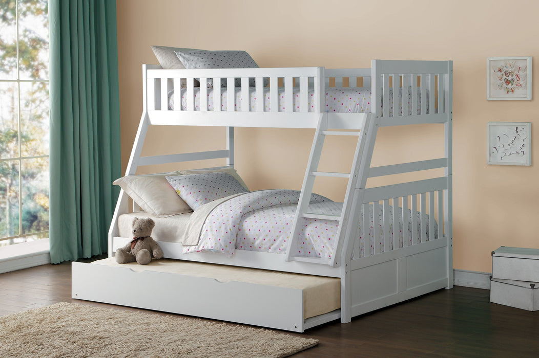 Galen White Twin/Full Bunk Bed | B2053 - Lara Furniture