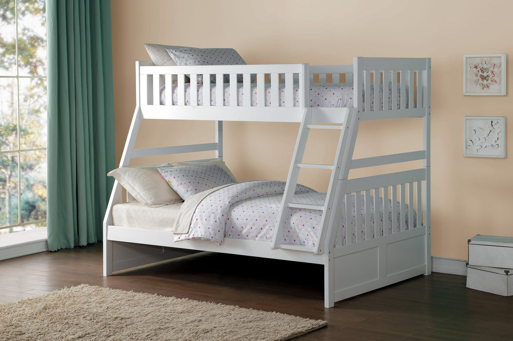 Galen White Twin/Full Bunk Bed | B2053 - Lara Furniture