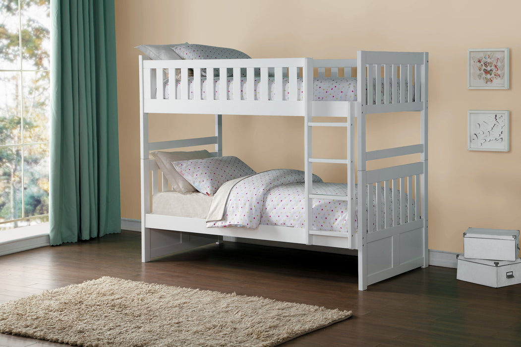 Galen White Twin/Twin Bunk Bed | B2053 - Lara Furniture