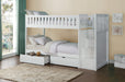 Galen White Twin/Twin Reversible Step Storage Bunk Bed | B2053 - Lara Furniture