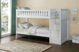 Galen White Twin/Twin Reversible Step Storage Bunk Bed | B2053 - Lara Furniture