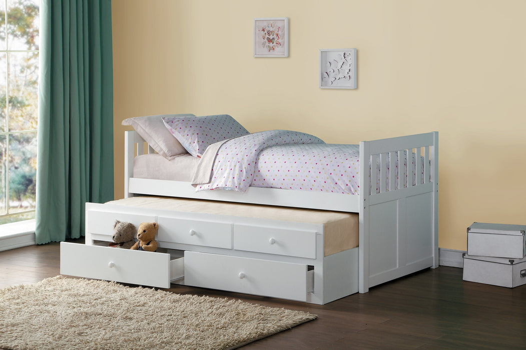 Galen White Twin/Twin Trundle Captain Bed | B2053 - B2053PRW-1 - Lara Furniture