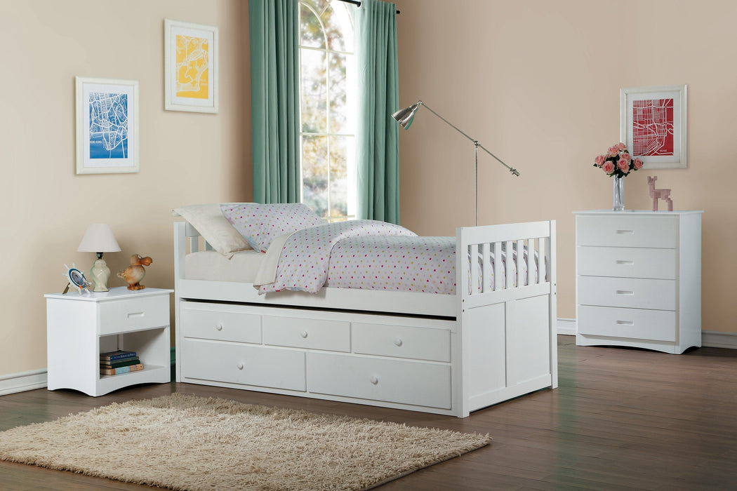 Galen White Twin/Twin Trundle Captain Bed | B2053 - B2053PRW-1 - Lara Furniture