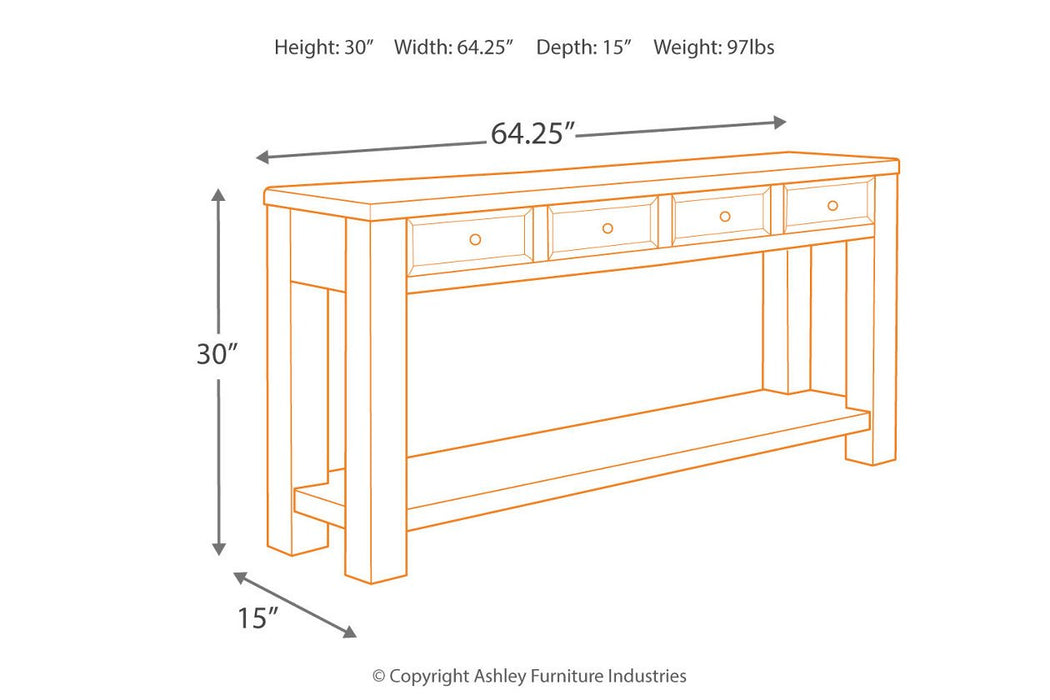 Gavelston Black Sofa/Console Table - T732-4 - Lara Furniture