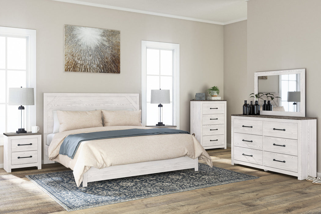 Gerridan White-Gray King Panel Bed - Lara Furniture