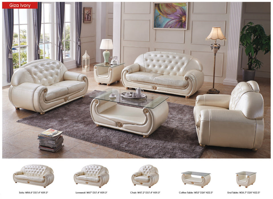 Giza Full Leather In Beige Set - Lara Furniture