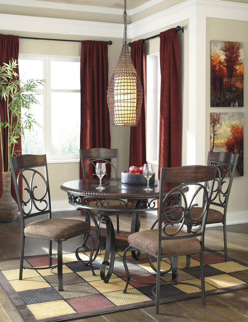 Glambrey Brown 5-Piece Round Dining Set - Lara Furniture