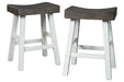 Glosco Brown Gray/Antique White Counter Height Bar Stool (Set of 2) - D548-424 - Lara Furniture