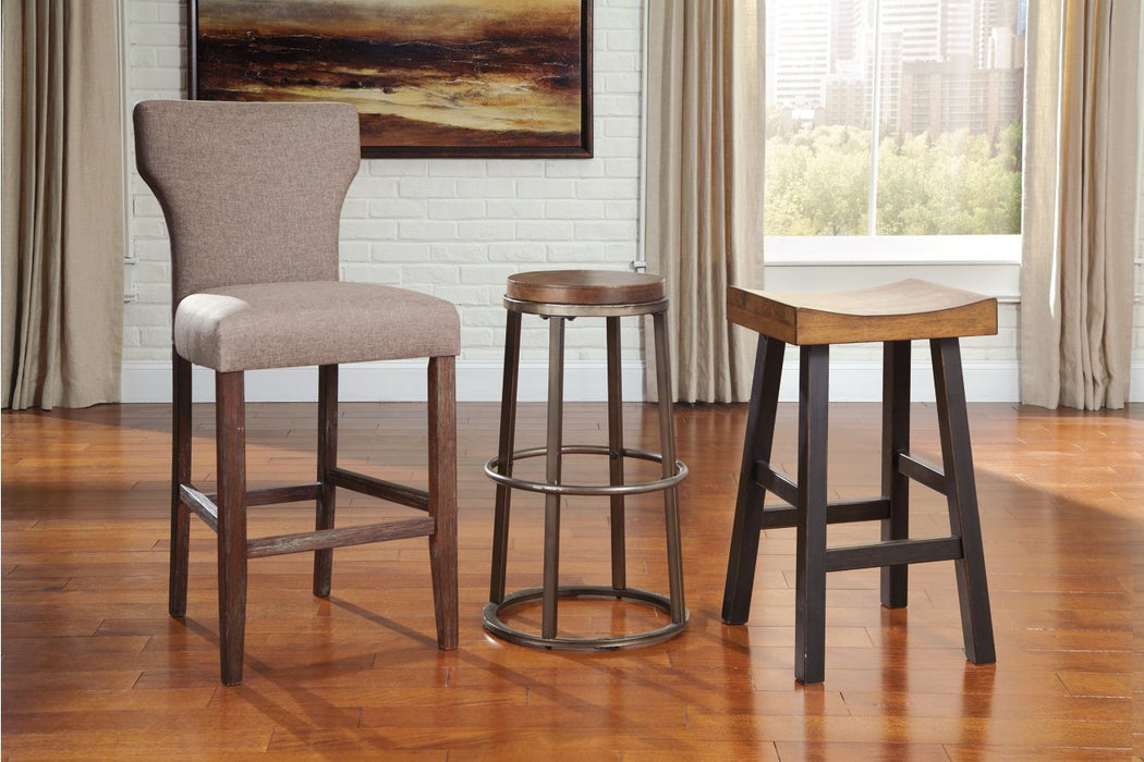 Glosco Medium Brown/Dark Brown Bar Height Bar Stool (Set of 2) - D548-030 - Lara Furniture