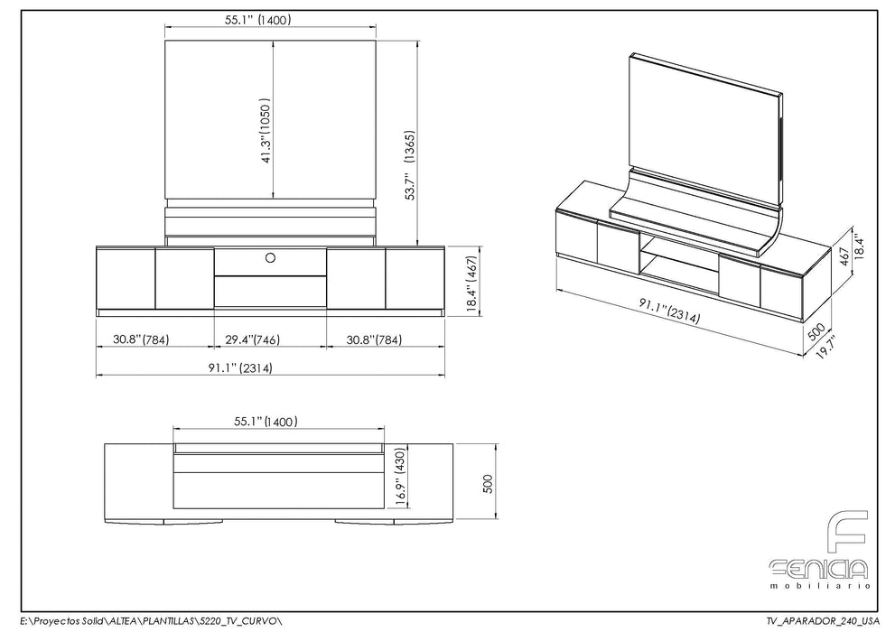 Granada Tv Base W/Panel - i36591 - Lara Furniture