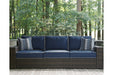 Grasson Lane Brown/Blue Sofa with Cushion - P783-838 - Lara Furniture