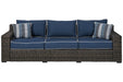 Grasson Lane Brown/Blue Sofa with Cushion - P783-838 - Lara Furniture