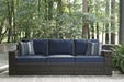 Grasson Lane Brown/Blue Sofa with Cushion - P783-838 - Lara Furniture