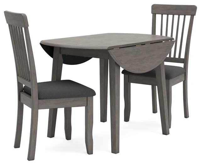 Shullden Gray Dining Table and 2 Chairs