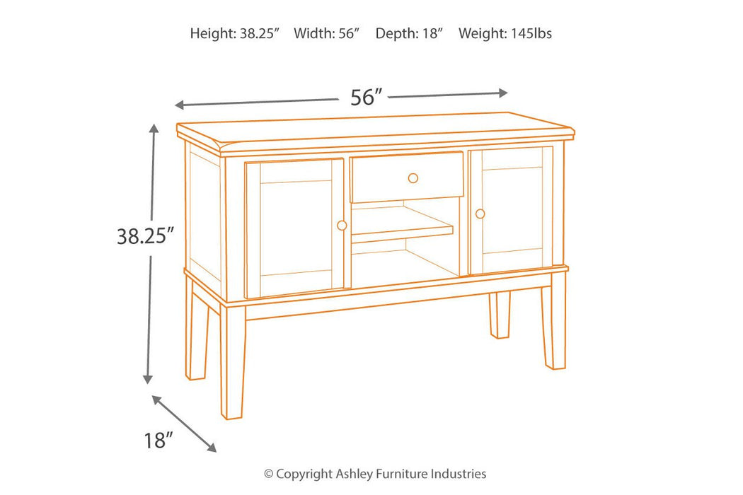 Haddigan Dark Brown Dining Server - D596-60 - Lara Furniture