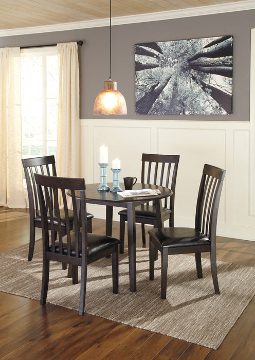 Hammis Dark Brown Round Drop Leaf Dining Set - Lara Furniture