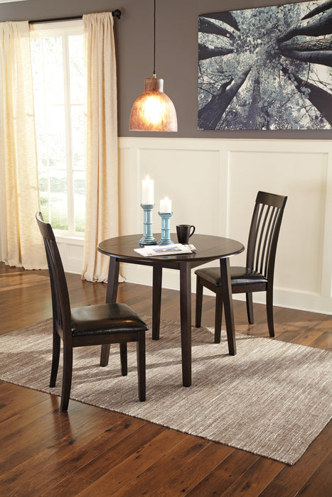 Hammis Dark Brown Round Drop Leaf Dining Set - Lara Furniture