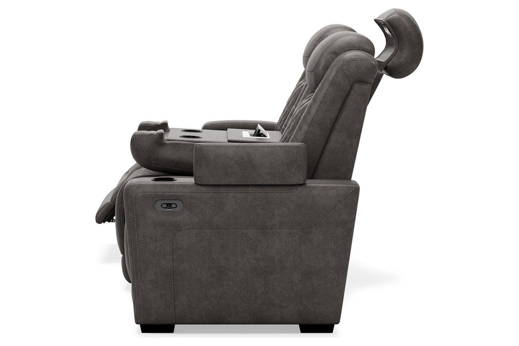 HyllMont Gray Power Reclining Sofa - 9300315 - Lara Furniture