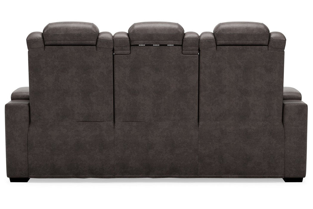 HyllMont Gray Power Reclining Sofa - 9300315 - Lara Furniture