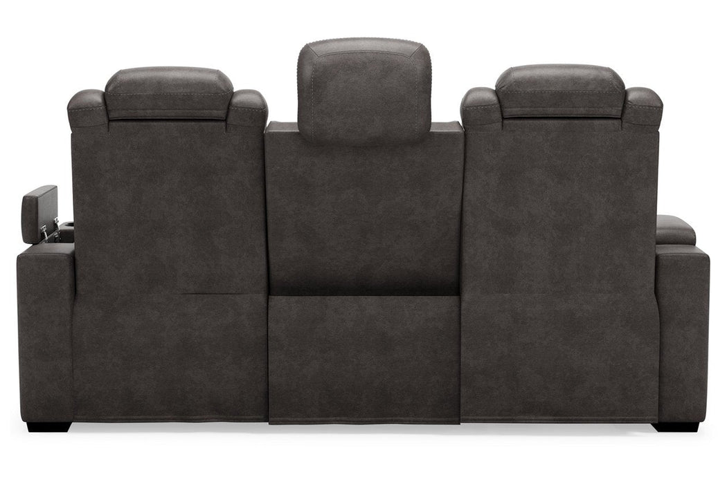 HyllMont Gray Power Reclining Sofa - 9300315 - Lara Furniture