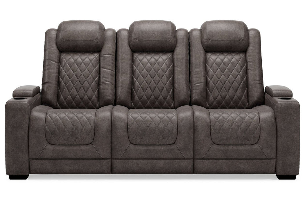 HyllMont Gray Power Reclining Sofa - 9300315 - Lara Furniture