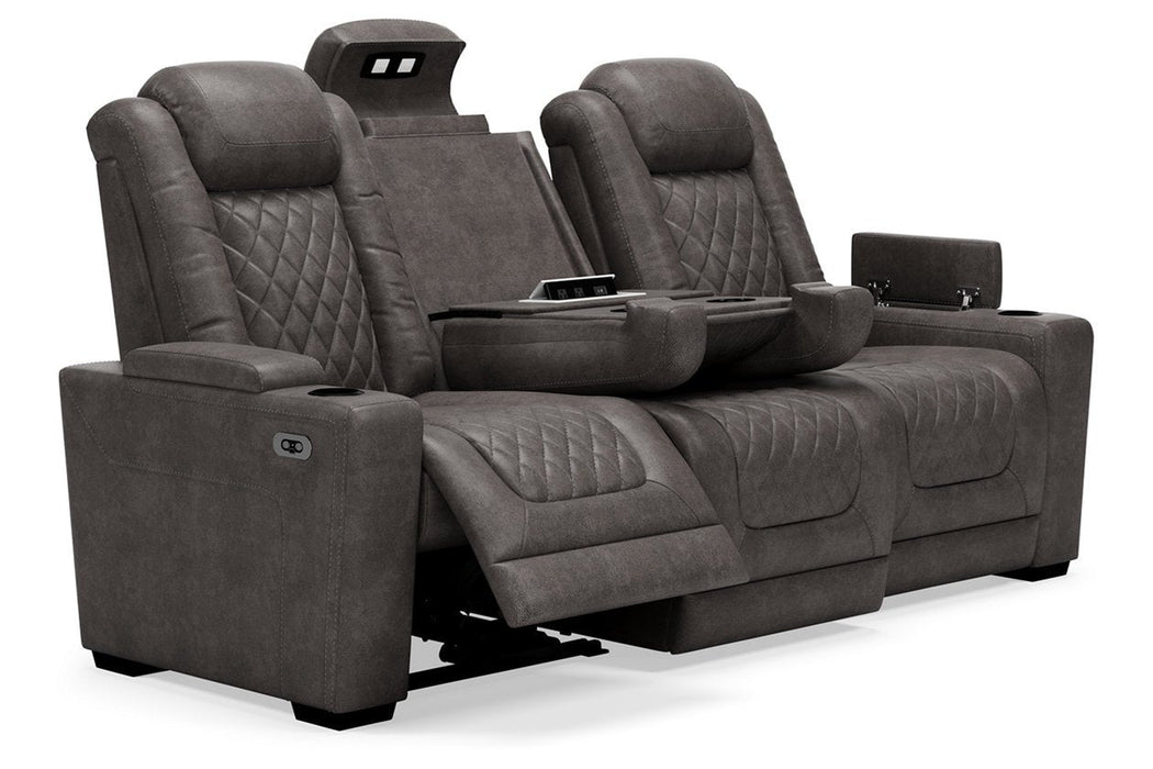 HyllMont Gray Power Reclining Sofa - 9300315 - Lara Furniture