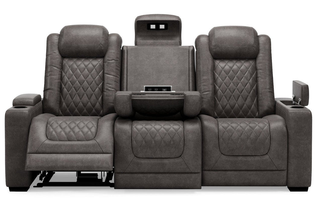 HyllMont Gray Power Reclining Sofa - 9300315 - Lara Furniture