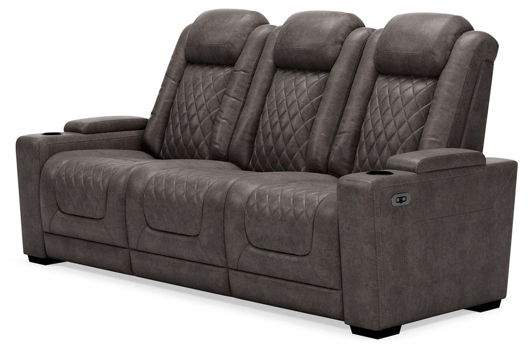 HyllMont Gray Power Reclining Sofa - 9300315 - Lara Furniture