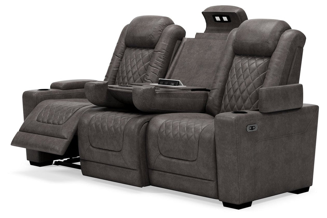 HyllMont Gray Power Reclining Sofa - 9300315 - Lara Furniture