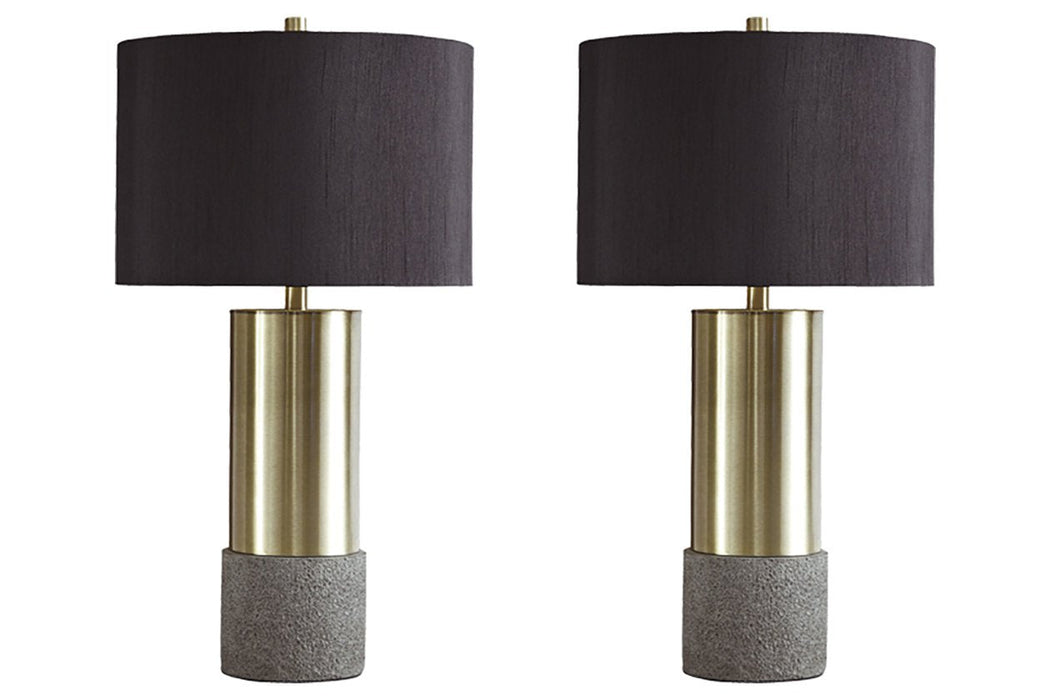 Jacek Gray/Brass Finish Table Lamp (Set of 2) - L243164 - Lara Furniture