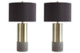 Jacek Gray/Brass Finish Table Lamp (Set of 2) - L243164 - Lara Furniture