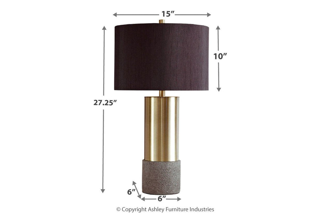 Jacek Gray/Brass Finish Table Lamp (Set of 2) - L243164 - Lara Furniture