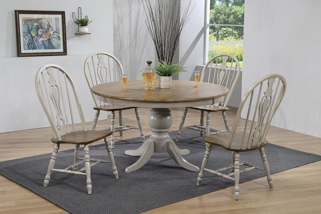 Jack Gray/Brown Keyhole Round Dining Room Set - Lara Furniture