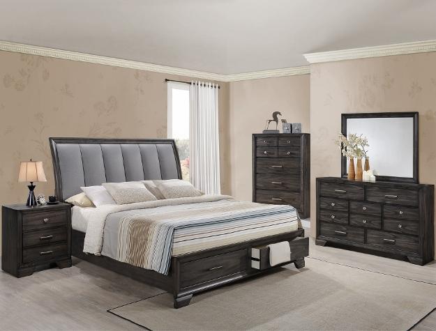 Jaymes Gray King Storage Platform Bed - Lara Furniture