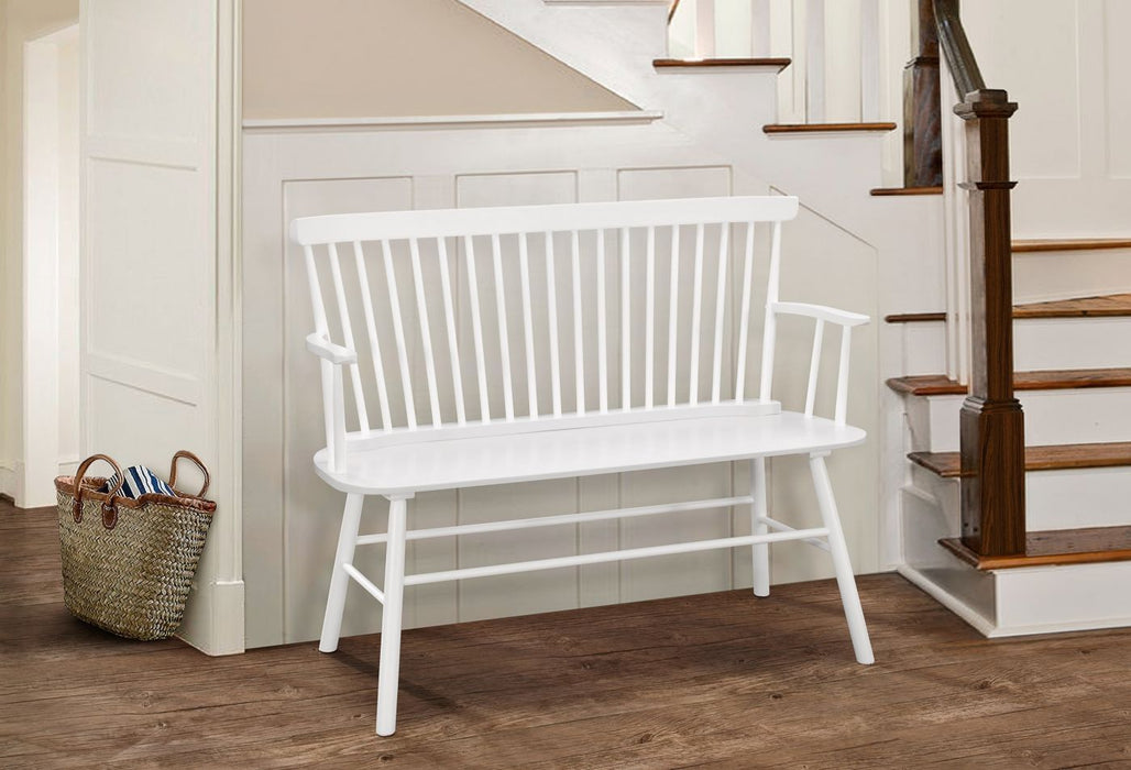 Jerimiah Spindleback White Bench - 4185-BENCH-WH - Lara Furniture