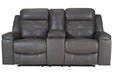 Jesolo Dark Gray Reclining Loveseat with Console - 8670594 - Lara Furniture