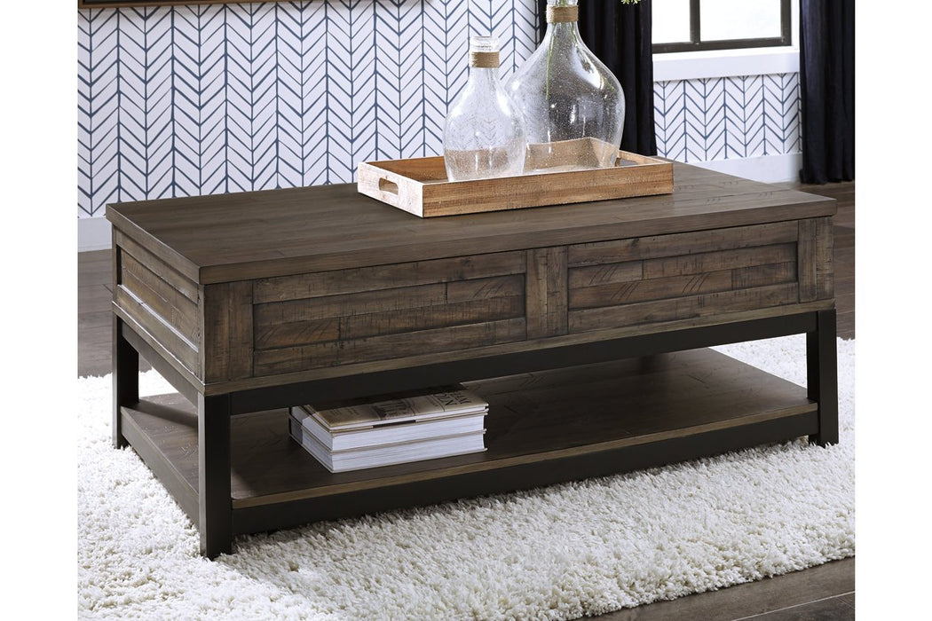 Johurst Grayish Brown Coffee Table with Lift Top - T444-9 - Lara Furniture