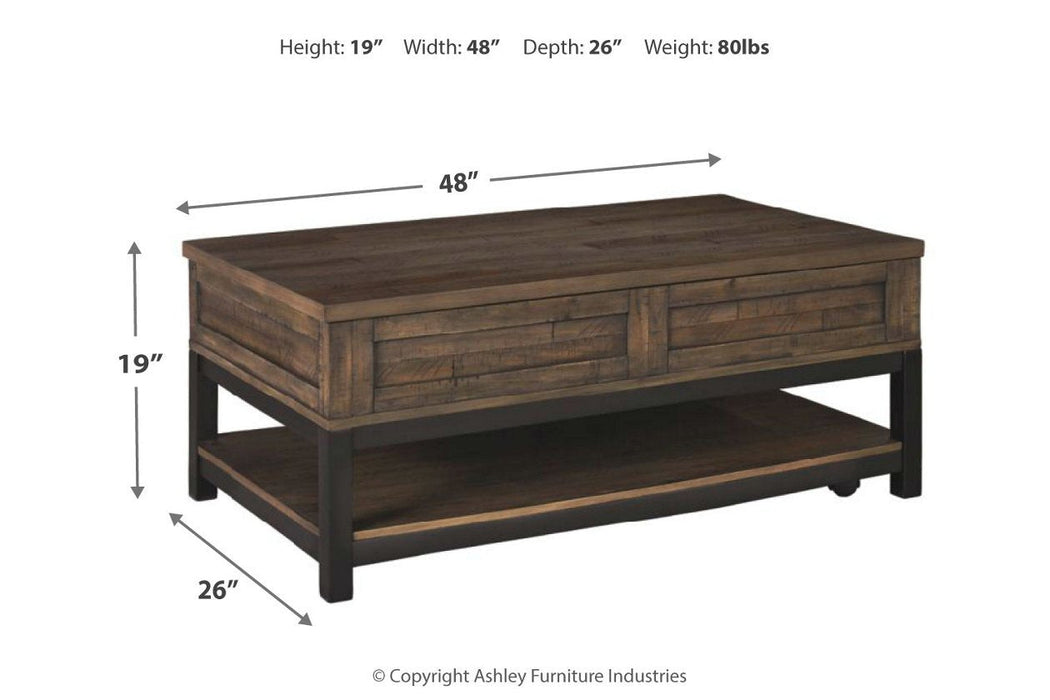 Johurst Grayish Brown Coffee Table with Lift Top - T444-9 - Lara Furniture