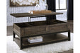 Johurst Grayish Brown Coffee Table with Lift Top - T444-9 - Lara Furniture