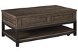 Johurst Grayish Brown Coffee Table with Lift Top - T444-9 - Lara Furniture