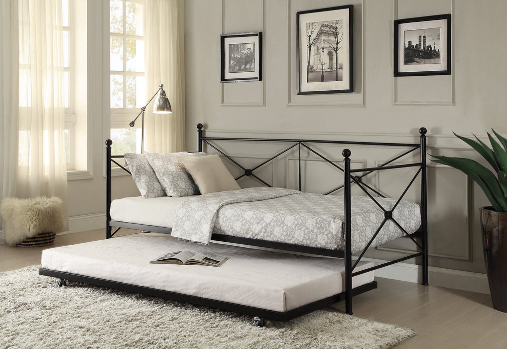 Jones Black Metal Daybed with Trundle - 4964BK-NT - Lara Furniture