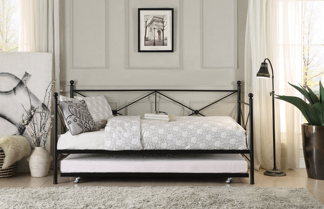 Jones Black Metal Daybed with Trundle - 4964BK-NT - Lara Furniture