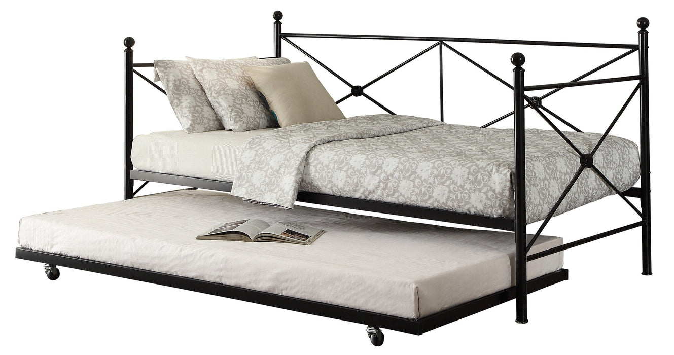 Jones Black Metal Daybed with Trundle - 4964BK-NT - Lara Furniture