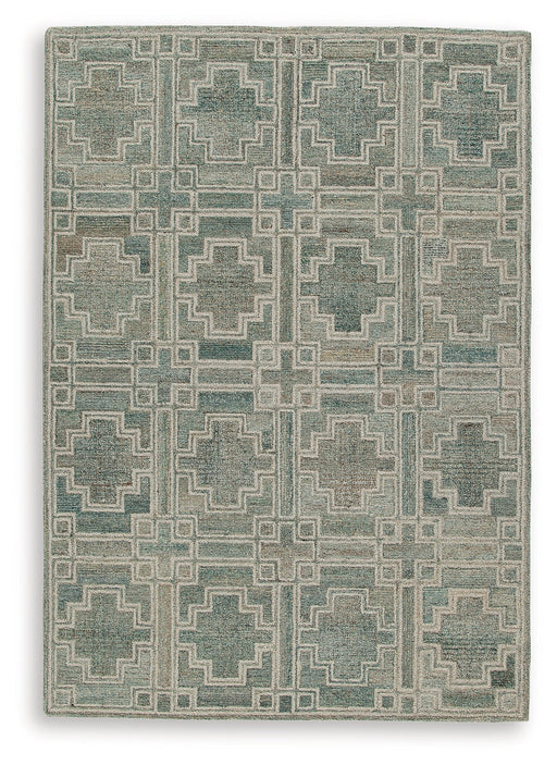 Jossland Turquoise/Ivory Medium Rug - R406912