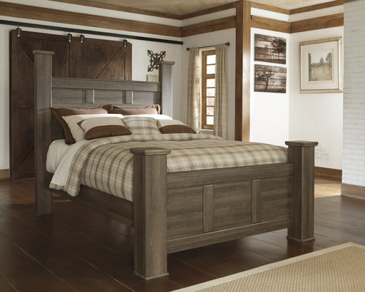 Juararo Dark Brown Queen Poster Bed - Lara Furniture